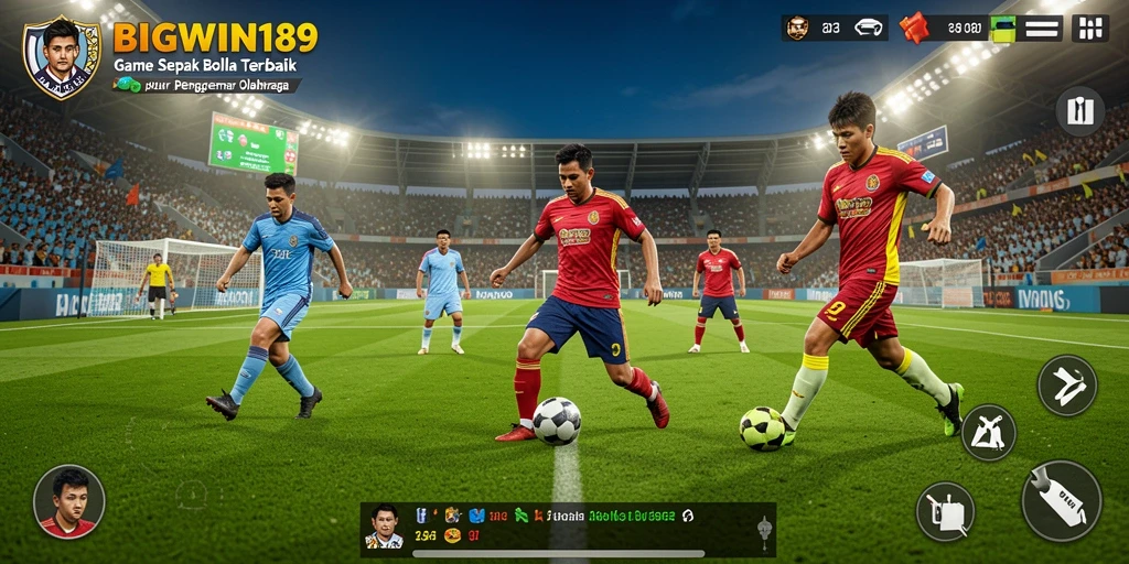 Tampilan gameplay menarik dari BIGWIN189 dalam aksi sepak bola.