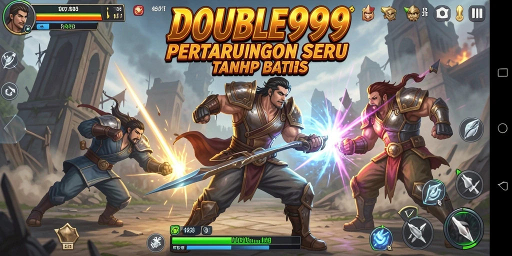 Tampilan screenshot DOUBLE999 menunjukkan aksi pertarungan yang seru dan dinamis.