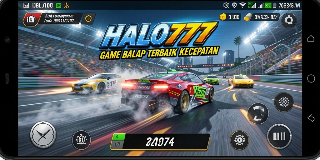Tangkapan layar HALO777 menampilkan aksi balapan yang mendebarkan.