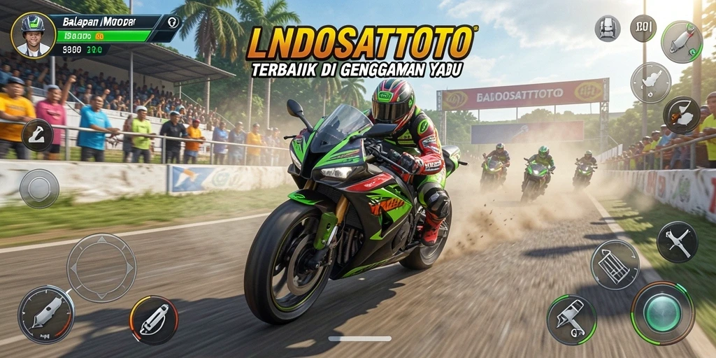 Gameplay seru LNDOSATTOTO dengan balapan motor yang mendebarkan.