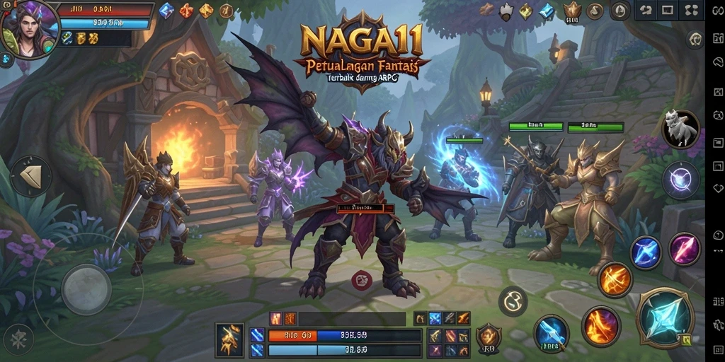 Tampilan gameplay NAGA11 dengan karakter dan pertempuran yang mendebarkan.
