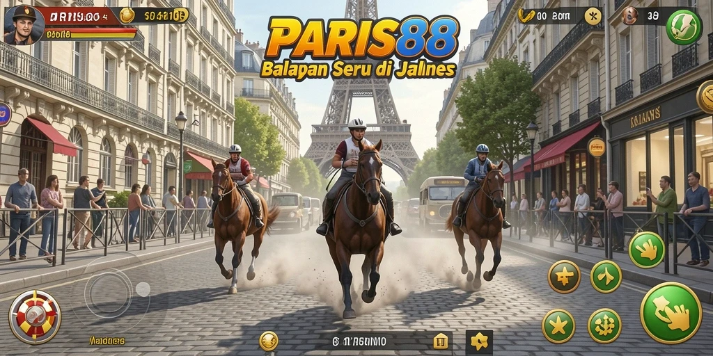 Gameplay Racing di PARIS88 dengan grafik menakjubkan dan trek seru.