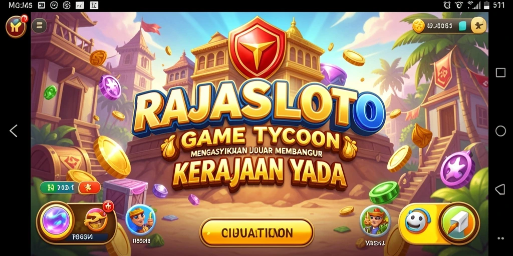Screenshot gameplay RAJASLOTO menampilkan strategi pembangunan kasino yang seru.